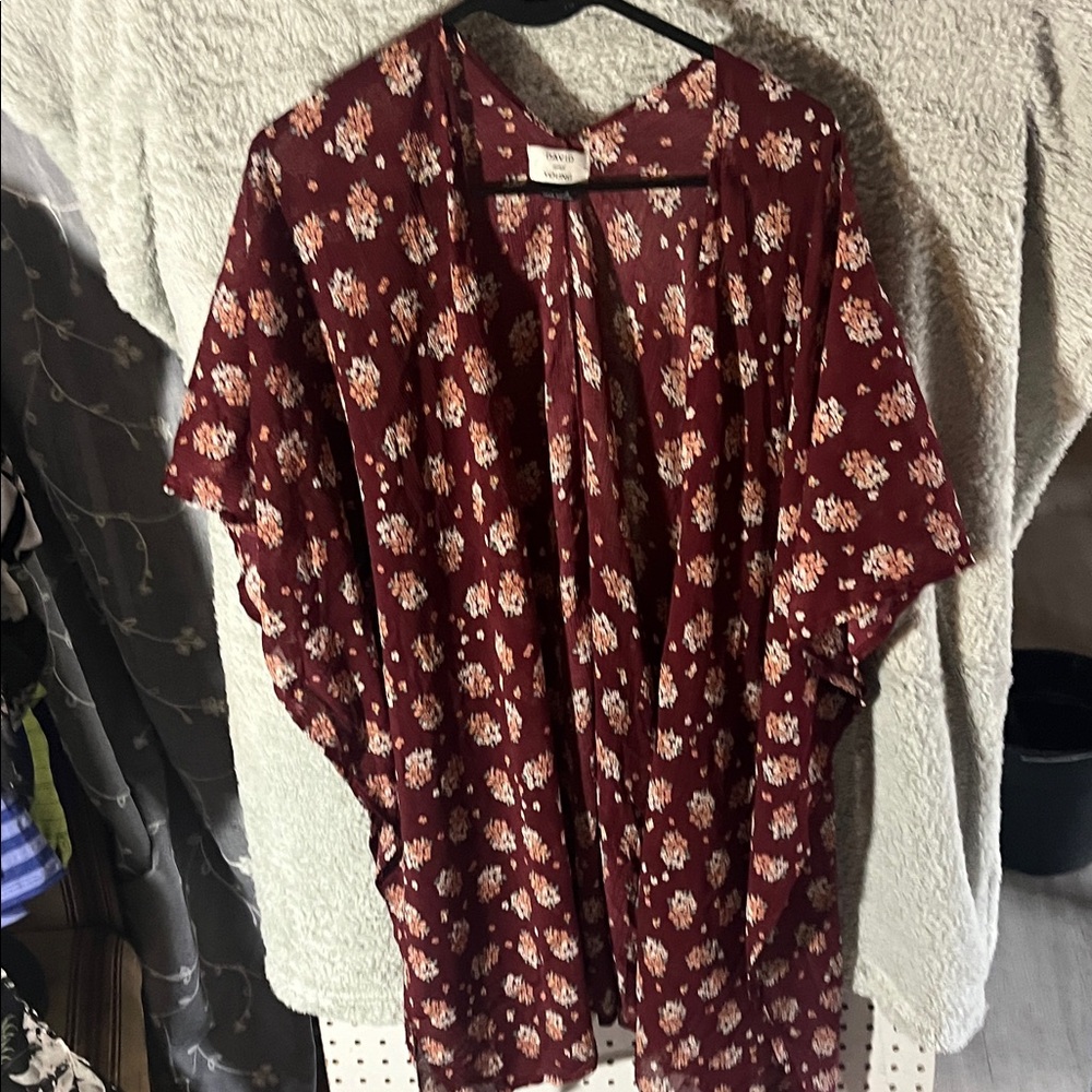 David and Young Burgundy Floral Wrap